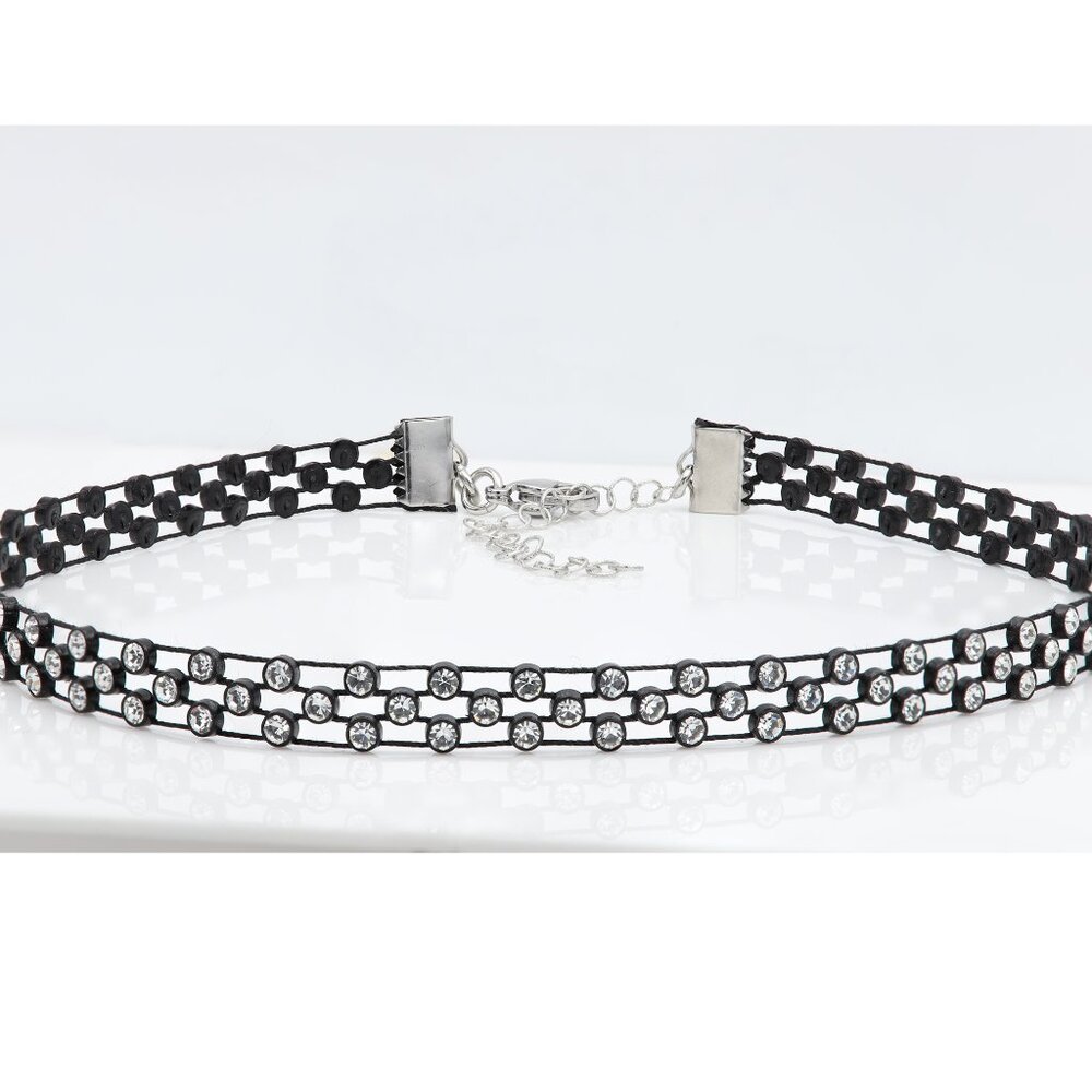 Sparkly White Stones Choker Necklace Adjustable White Rhinestone Chokers  (#37)